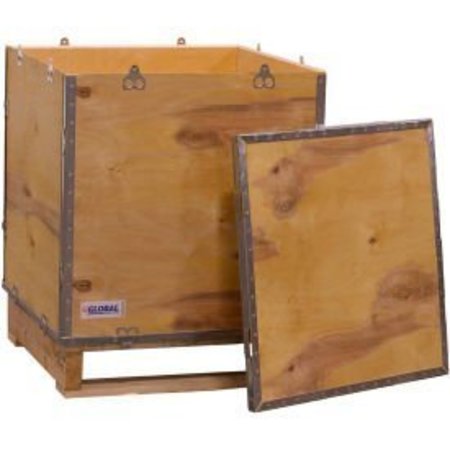 GLOBAL EQUIPMENT Global Industrial„¢ 4 Panel Hinged Shipping Crate w/Lid & Pallet, 23-1/4"L x 23-1/4"W x 23-1/2"H GSH058905890595P